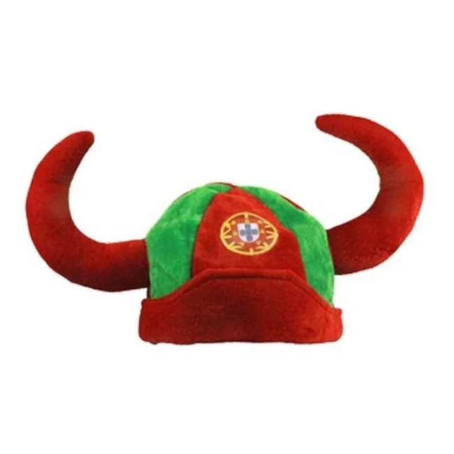 EK 2024 Portugal soccer fan hat with horn the Portugal football viking hat