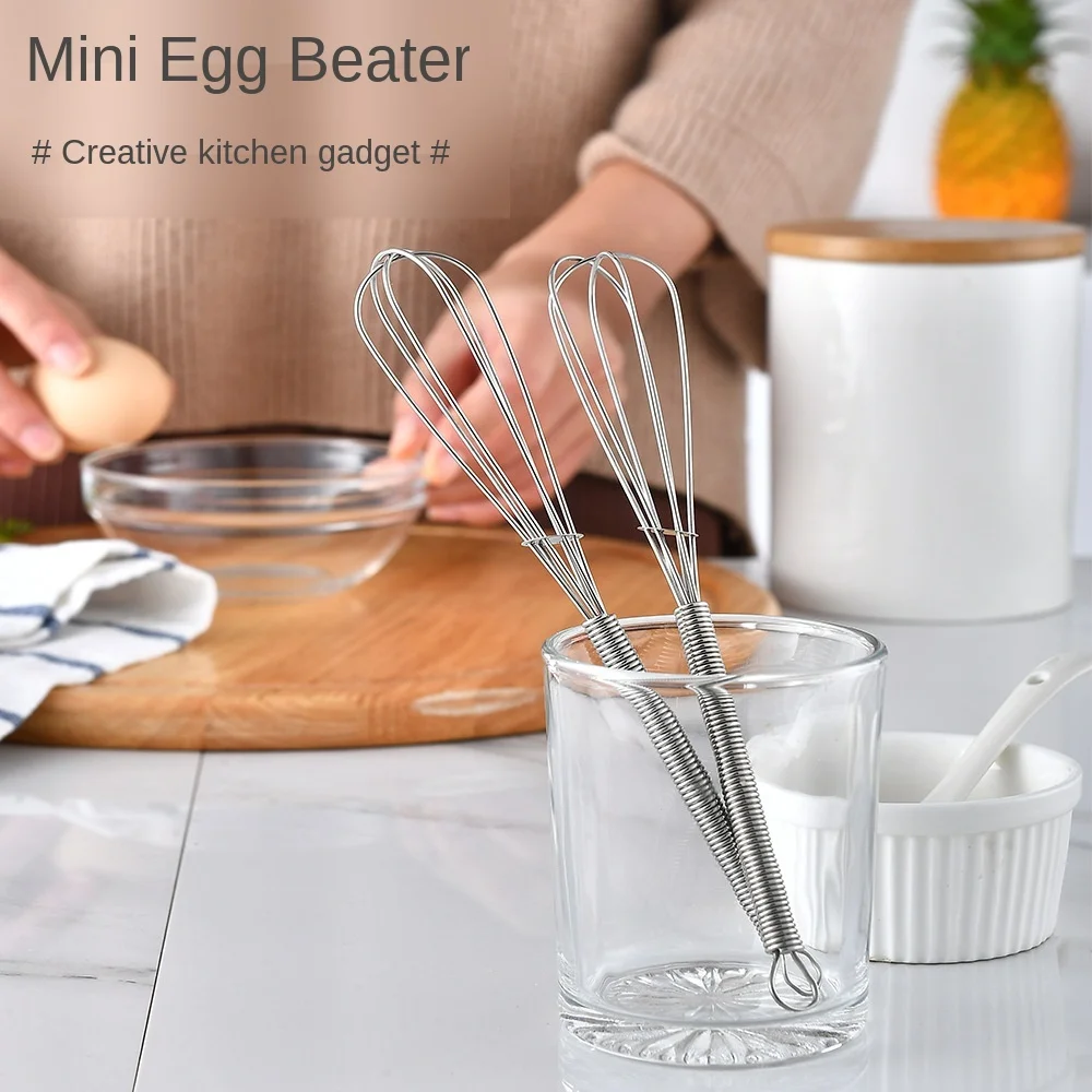 Best-Selling New Kitchen Gadget Hand Push  Steel Ring Handle Balloon Wire Whisk Beat Eggs Mini Whisk Cooking Baking
