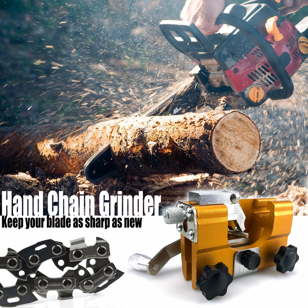 Portable Household Tool With Guide Bracket Hand Chain Grinder Chain Clip Hand Chain Grinder Woodworking tool