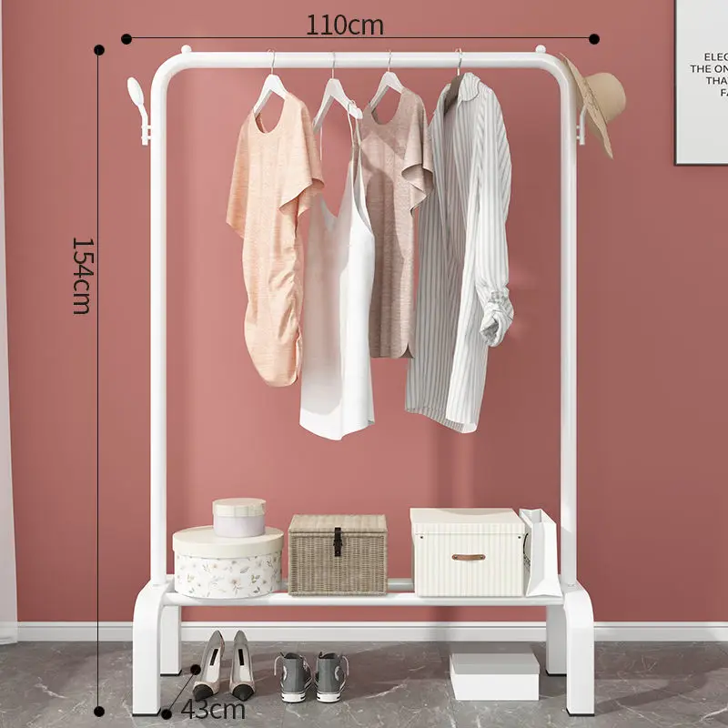 Wholesale Metal Display Stainless Steel Rolling Household Clothes Rack With Top Rod And Lower Storage Shelf