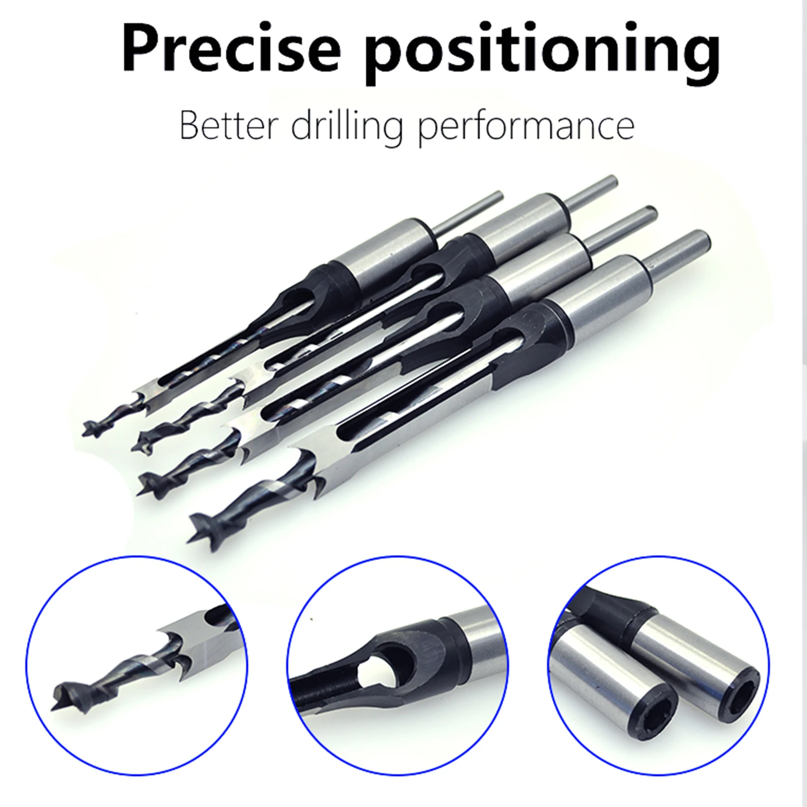 HSS Drill Bits Square Drill Bits Flush Chisel Square Hole Woodworking Drill Bit Tool Kit Set