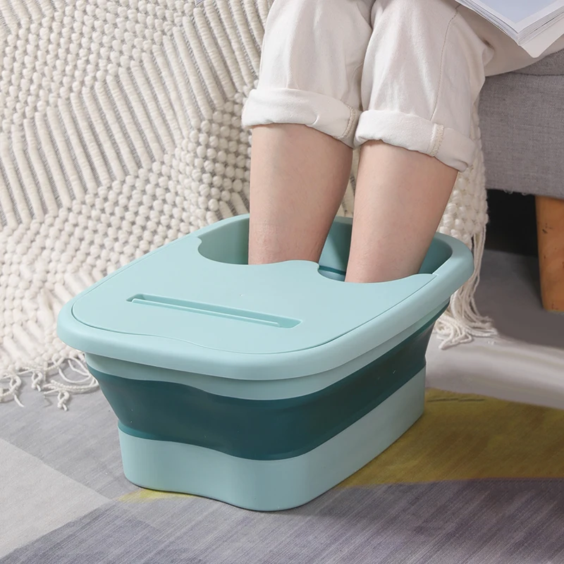 PP plastic foldable spa foot bath tub collapsible wash basin save place Modern two tone portable foot wash basin for home