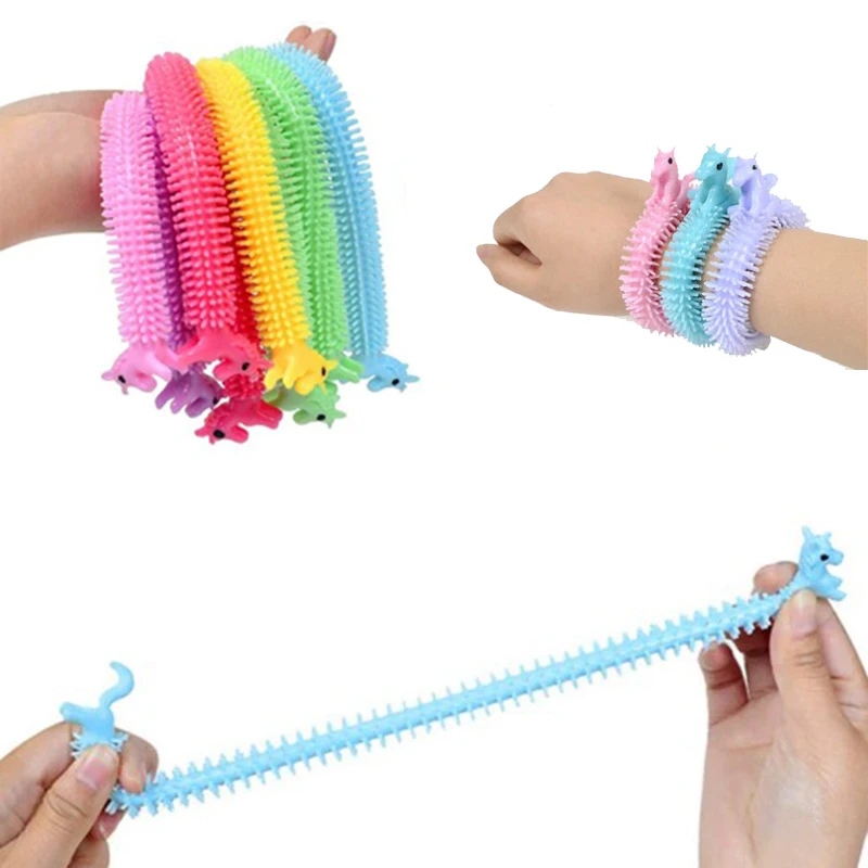 Super Stretchy TPR Kids Unicorn Fidget Bracelet Pull String Flexible Monkey Noodle Anti Stress Toy For Girls