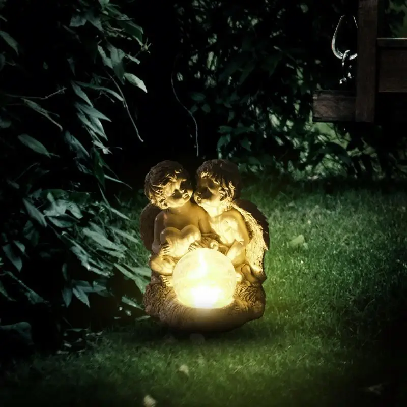 
Angel Lamps Outdoor Garden Led Our Angels Guardians Statues Figurine Light Solar Custom Resin Wholesale Polyresin Miniature 