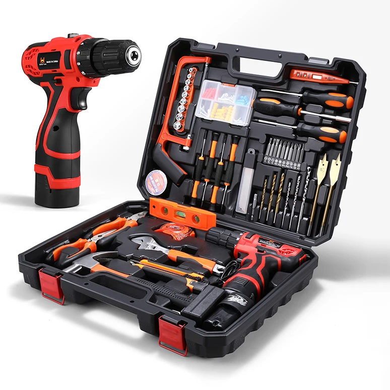 DEDEO 108pcs Tool Kits Li-ion Battery Driver Power Drills Variable Speed Cordless Electric Drill Hammer Socket Tools Set 3 Years