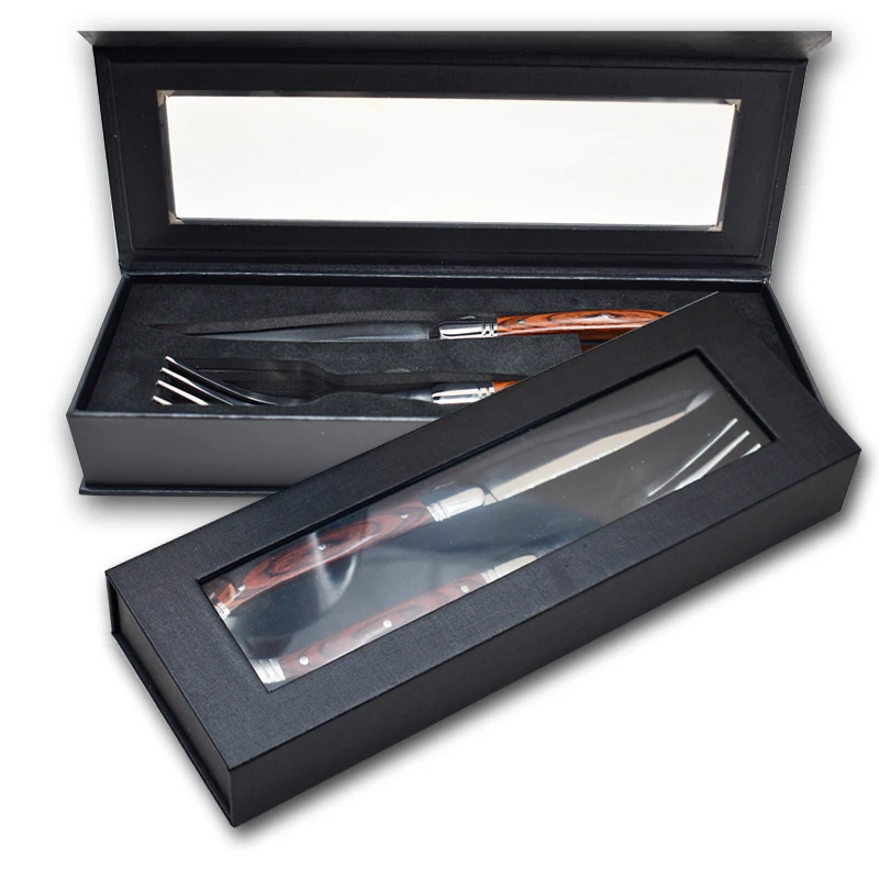 Laguiole Stainless Steel Flatware Set Kitchen Accessories with Wooden Handle Dinner Knife and Fork for Table Use