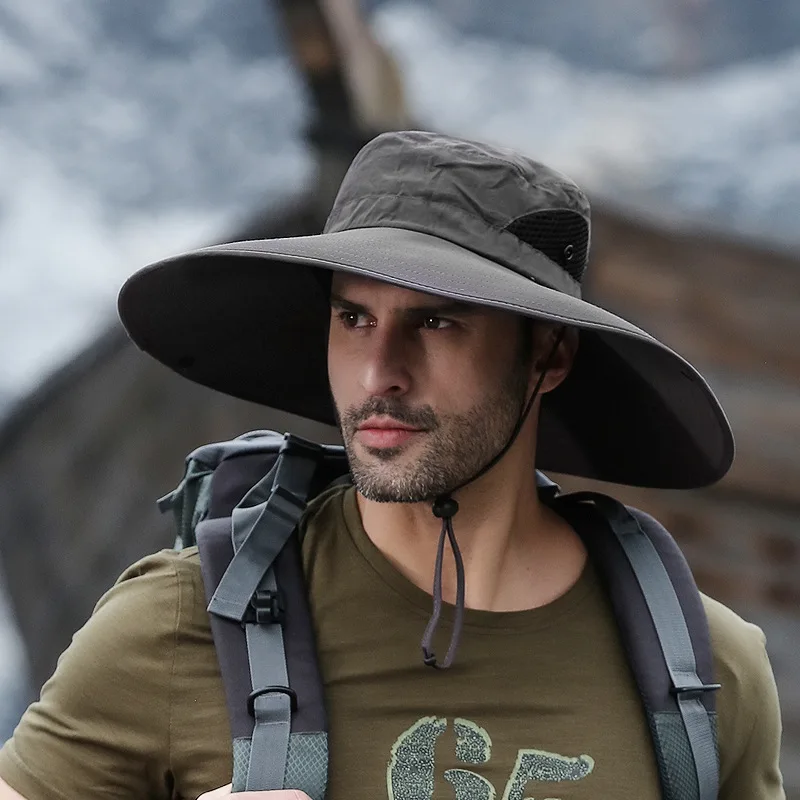 Outdoor Fishing Hat Wide Brim Man Breathable Mesh Fishing Cap Beach Hats Camouflage Sun Uv 50+ Protection Shade Hat