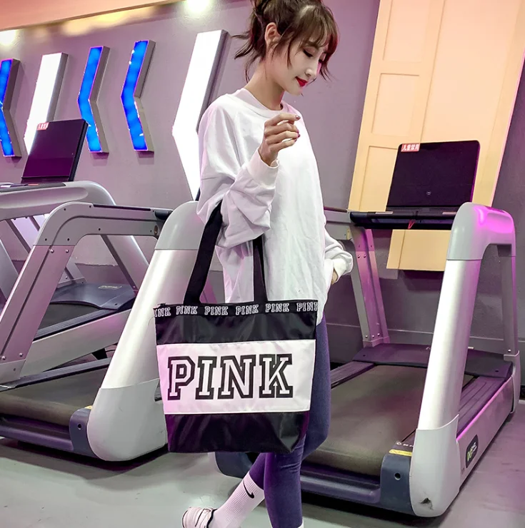 Custom Large capacity  recycling reusable 2021 canvas beach tote bag ladies crossbody shoulder pink canvas tote bag with chain
