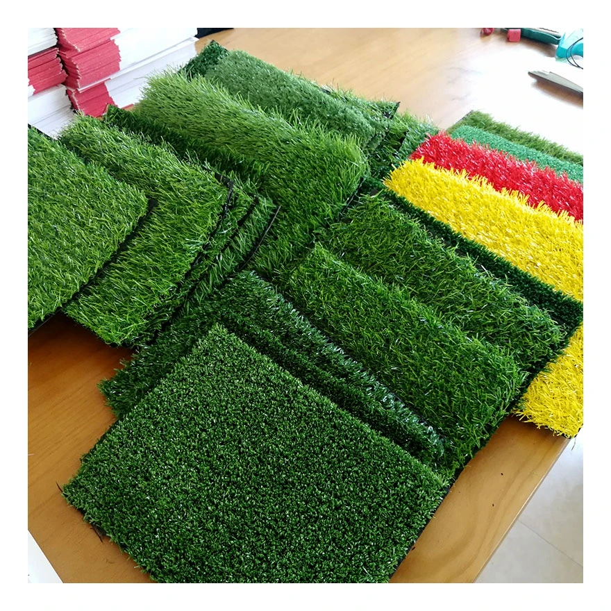 Wholesale cheap 3D sports protection artificial grass yarn, Natural Looking PP Grass tiles artificial grass