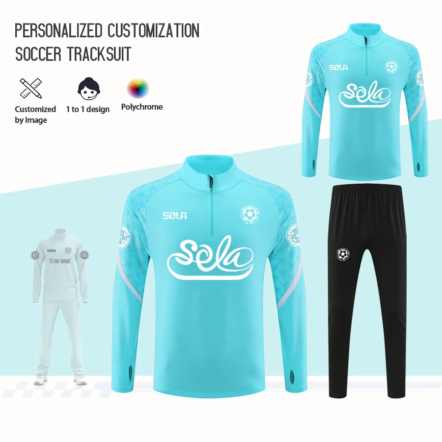 Custom Soccer Teams Tracksuit Jacket And Pants Football Jersey Latest Club Men Kids Long Sleeves Breathable Training Suit