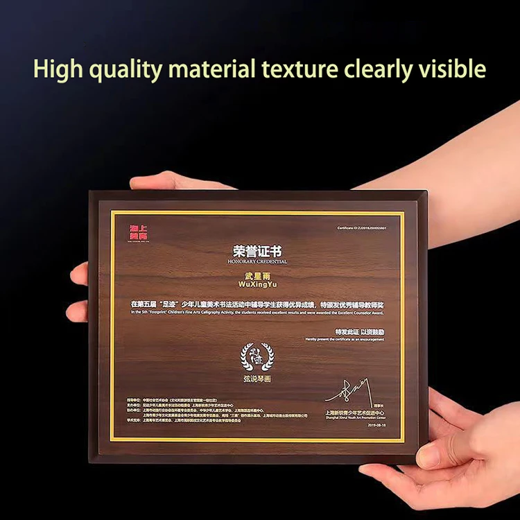 High density fiberboard made of wood medal honor memorial gift foldable color printing titanium plate plaque