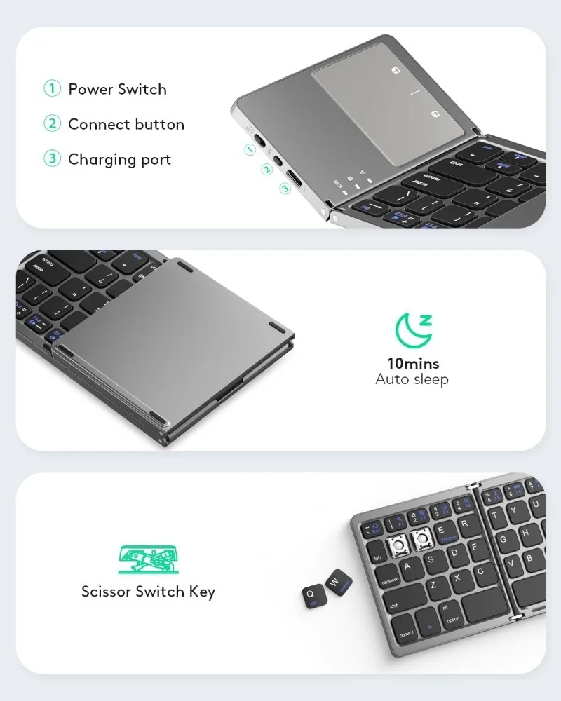 Лидер продаж складная клавиатура B033 Bluetootsh с тачпадом Портативная Беспроводная для ноутбука планшетного телефона