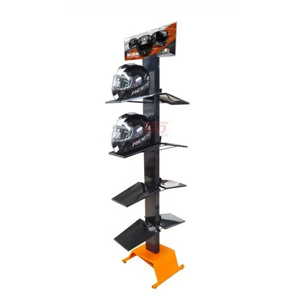 shop pos floor bicycle football helmet display stand,trade show motorcycle helmet display rack