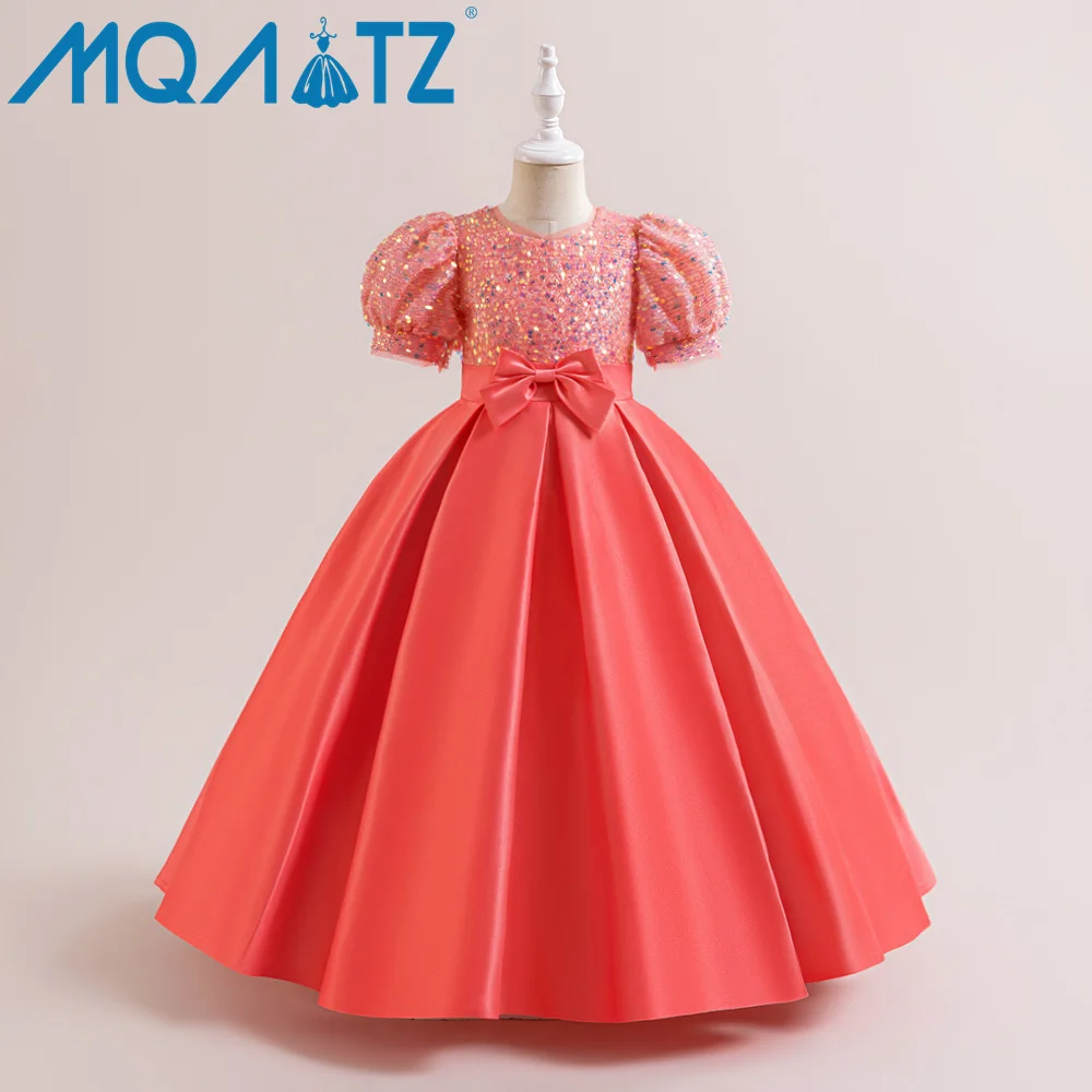MQATZ Hot Sale Kids Flower Girl Dress Party Ball Gown 14 Years Children Party Wear Dresses For Girls