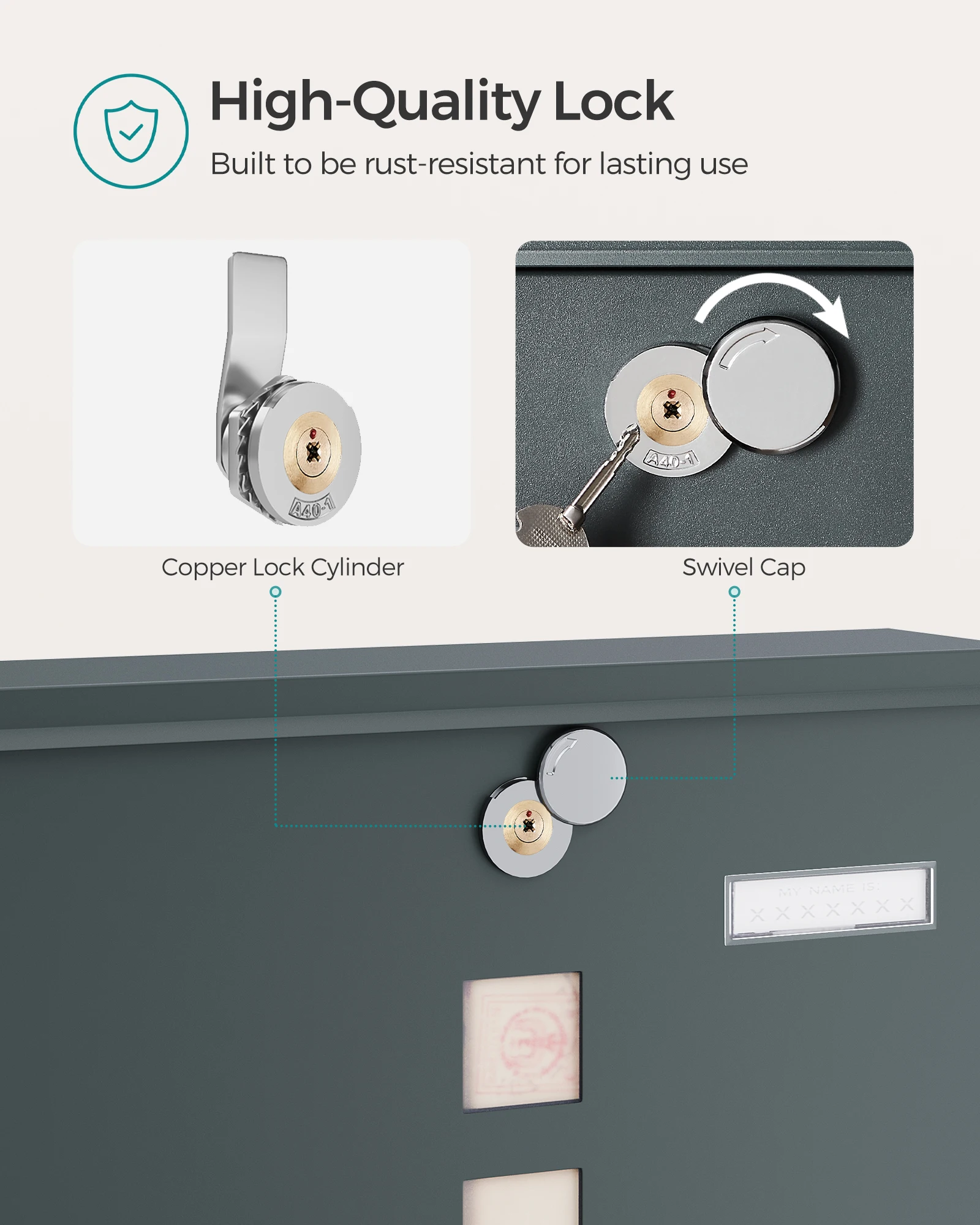 SONGMICS wholesale Steel Post box  Wall Mounted Letterbox with Copper Lock Cylinder Mailboxes Outdoor Modern