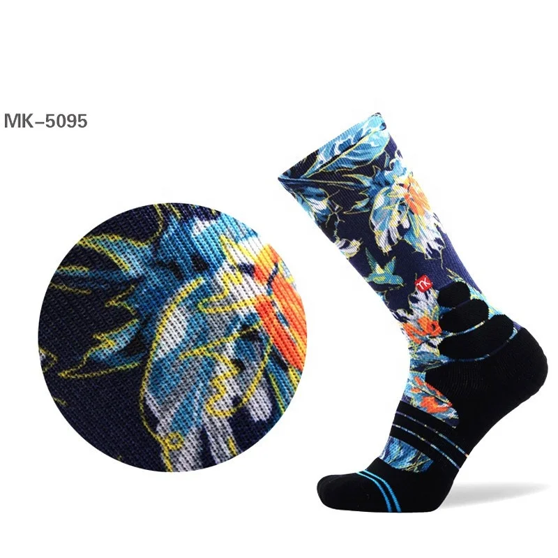 Custom OEM Sublimation Printing Digital Print Basketball Sublimated Sport Athletic Sublimation Socks For Men