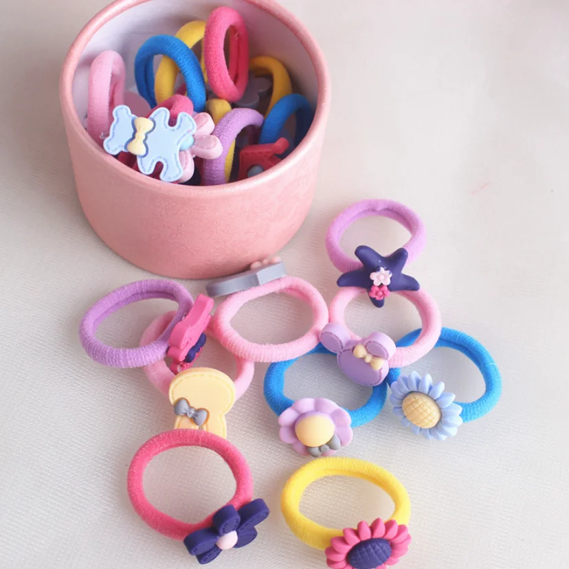 Cute kids cartoon and bows hair clips and Elastic rubber band packing  20pcs in nice gift box