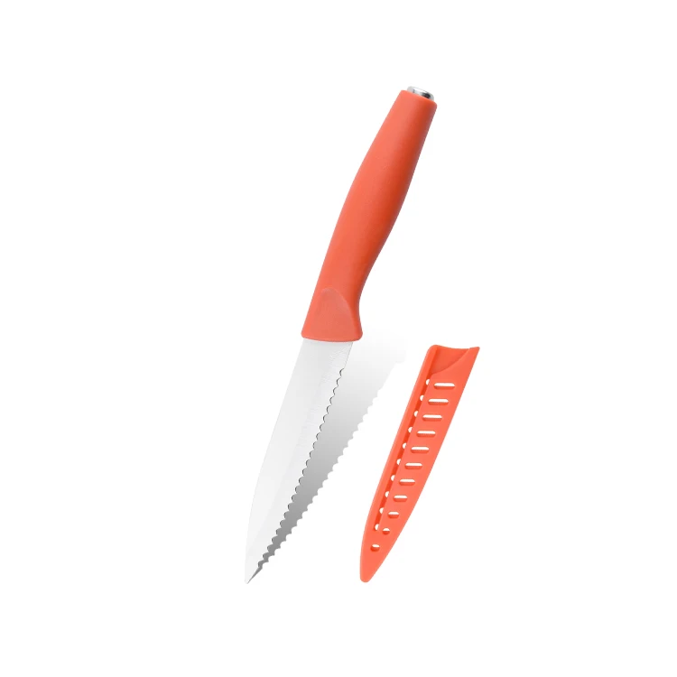 Wholesale Color Plastic Handle Utility Knife Non Stick Forged Stainless Steel Sharp Kitchen Utility Knife