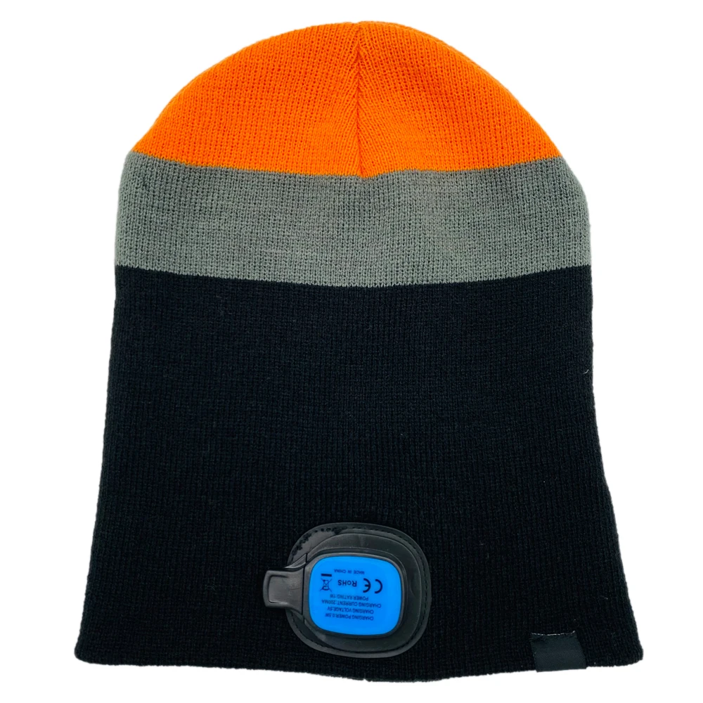 Wholesale unisex outdoor sports fishing camping winter acrylic custom led light beanie hat