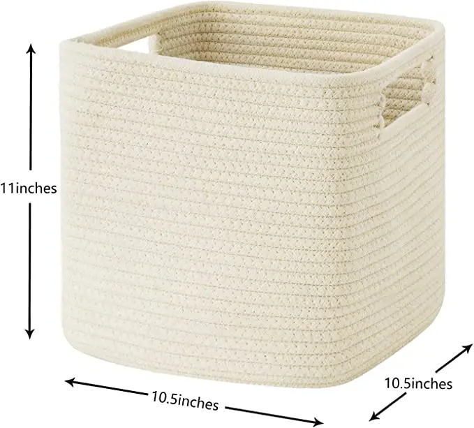 100% natural Decorative Storage Baskets ,cotton rope woven storage gift baskets handles