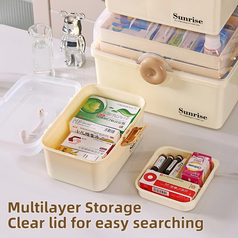 Home storage & organization Plastic First Aid Kit Organizer Makeup Storage Boxes Pill Case Medicine Containers with Lock