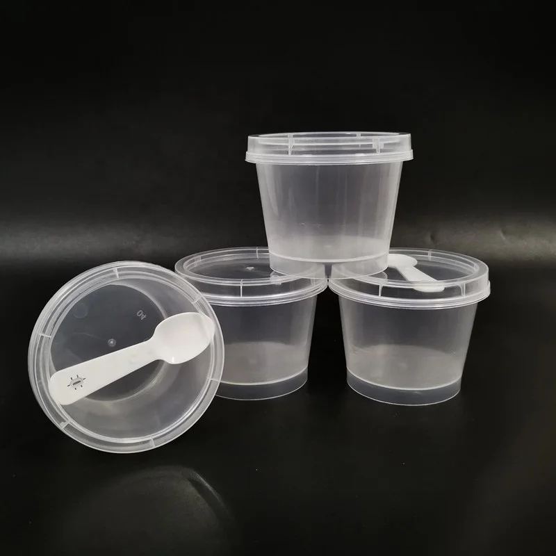 
7oz custom disposable PP plastic clear frozen cup with lid and spoon for yogurt ice cream cup cake container 