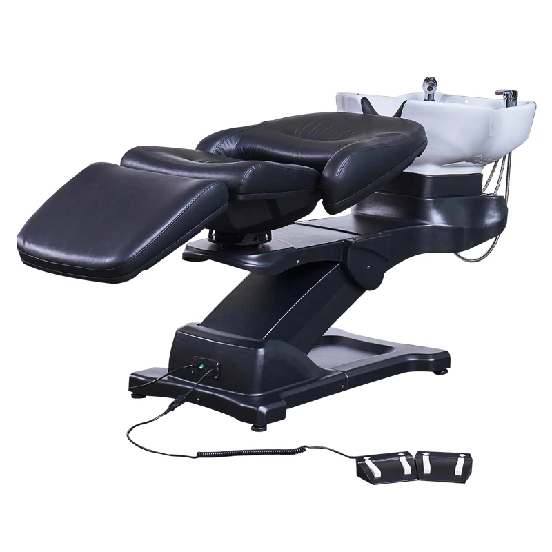 electric scalp therapy hair washing  full recline massage rotate 2 motors beauty salon shampoo bowl chair bed for barber shop