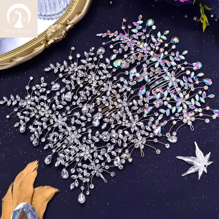 Jewelry Pieces Hot Sale Rhinestone Luxury Rhinestone Wedding Crown Comb Hair Pin Wed Crystal Bridal Hair Accessories Wedding