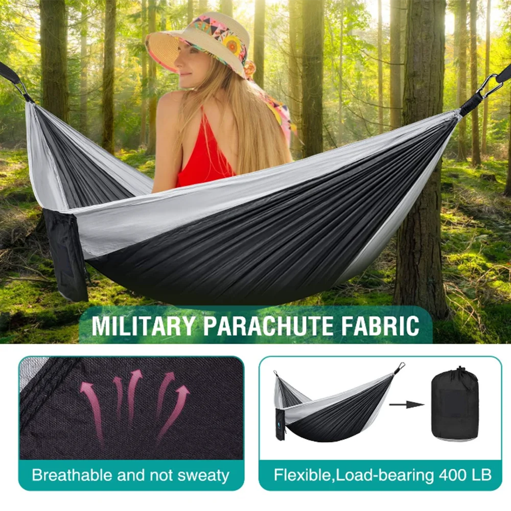 Portable and Durable Hammocks Outdoor New Design Hammock Swing with Side Pocket and Carry Bag