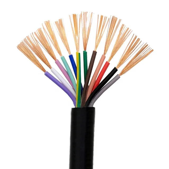 RVV 0.75mm Copper Wire Price 12 Cores Twisted Black PVC Sheathed Flexible Control Cable Coaxial Electrical cables Power Wires
