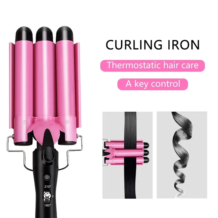 Triple Curling Iron Crimp Big Wave Hair Waver Styling Tools Curling Wand Curl Machine Corrugation 3 Barrel Curling Iron