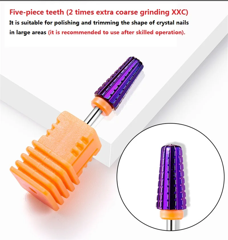 Wholesale Colorful Tungsten Steel Diamond Tapered Nail Drill Bits Cuticle Cutter For Manicure Electric Grinder Nail Art Tools