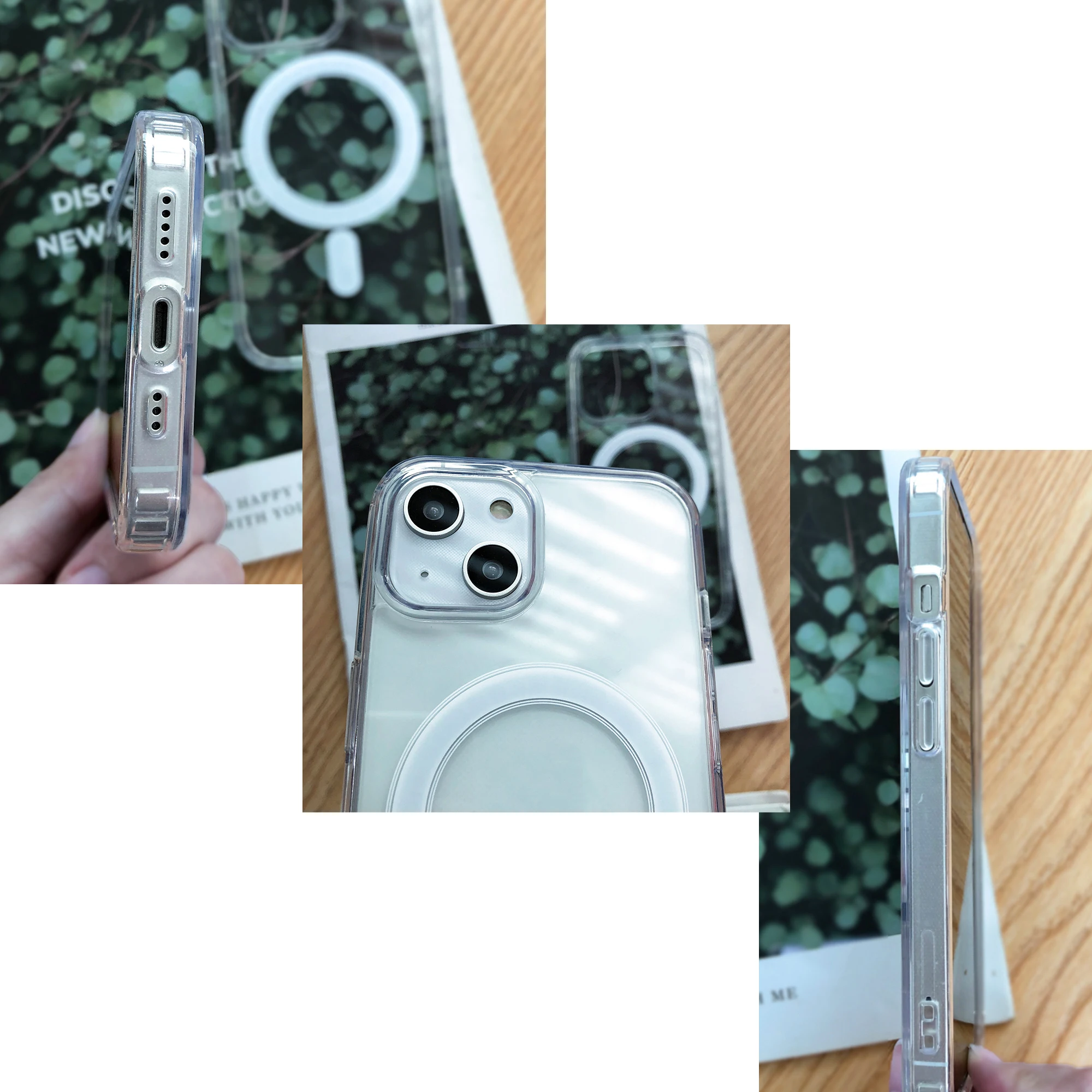 Popular transparent wireless magnetic ring charging phone case tpu magnetic phone case for iphone 14