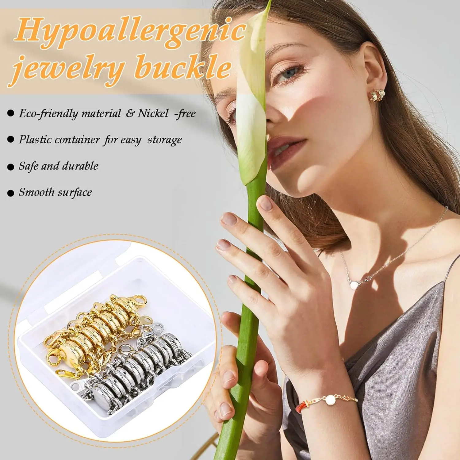 Magnetic Necklace Clasps and Closures Locking Magnetic Jewelry Clasps, Magnetic Necklace Extender