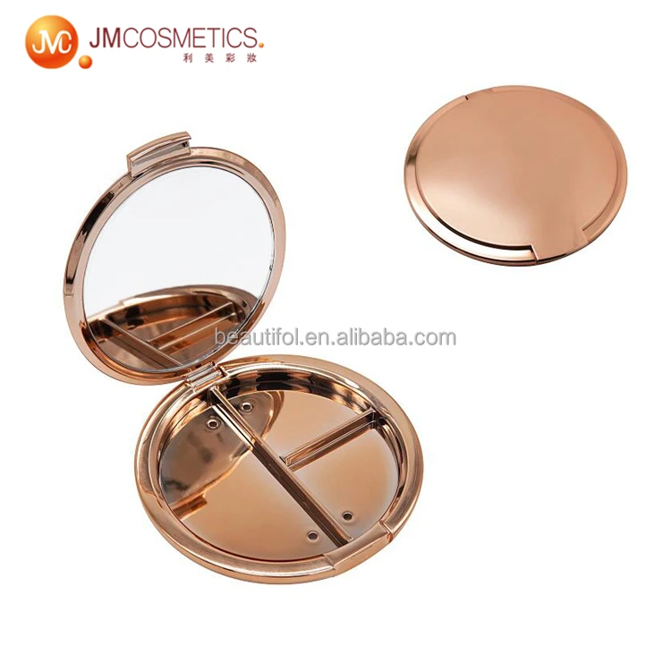 
Private label customization blush Eyeshadow Blush 3-hole Rose gold With mirror luxury empty eyeshadow palette box 