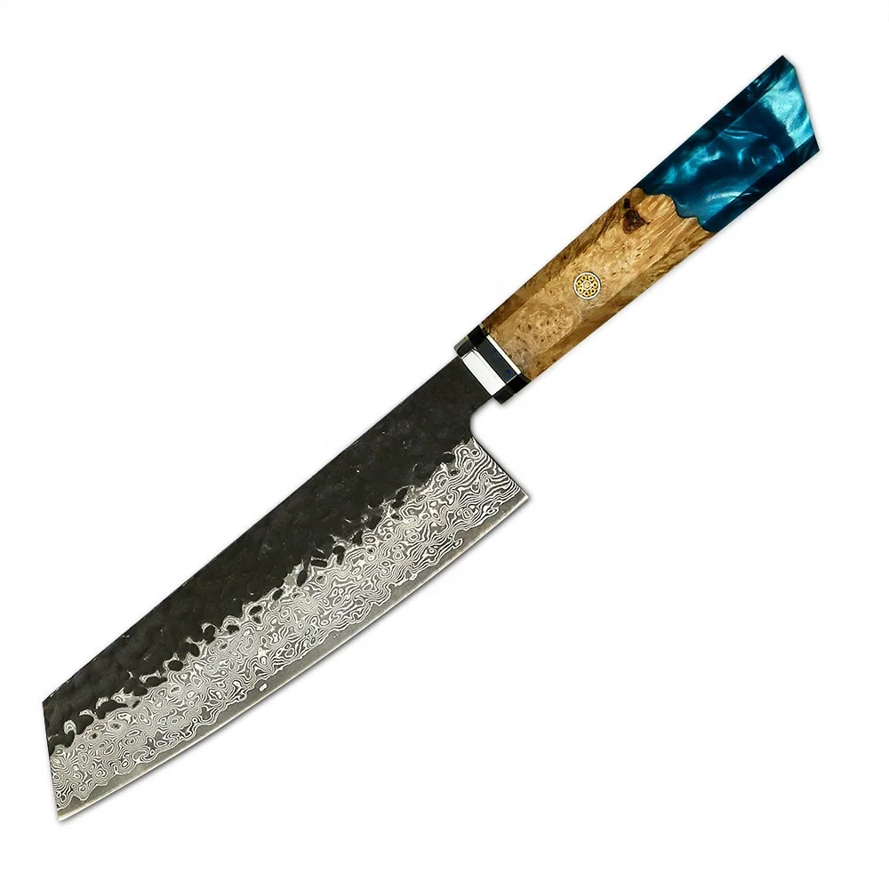 Products Korouchi finished VG10 67 layers Damascus Knife blue resin handle