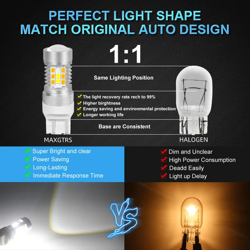 Dual Color 1157 BAY15D P21/5W Led T20 7443 W21/5W Led Bulb T25 3157 P27/7W Car DRL Turn Signal Lamp Auto Lights Bulb 12V