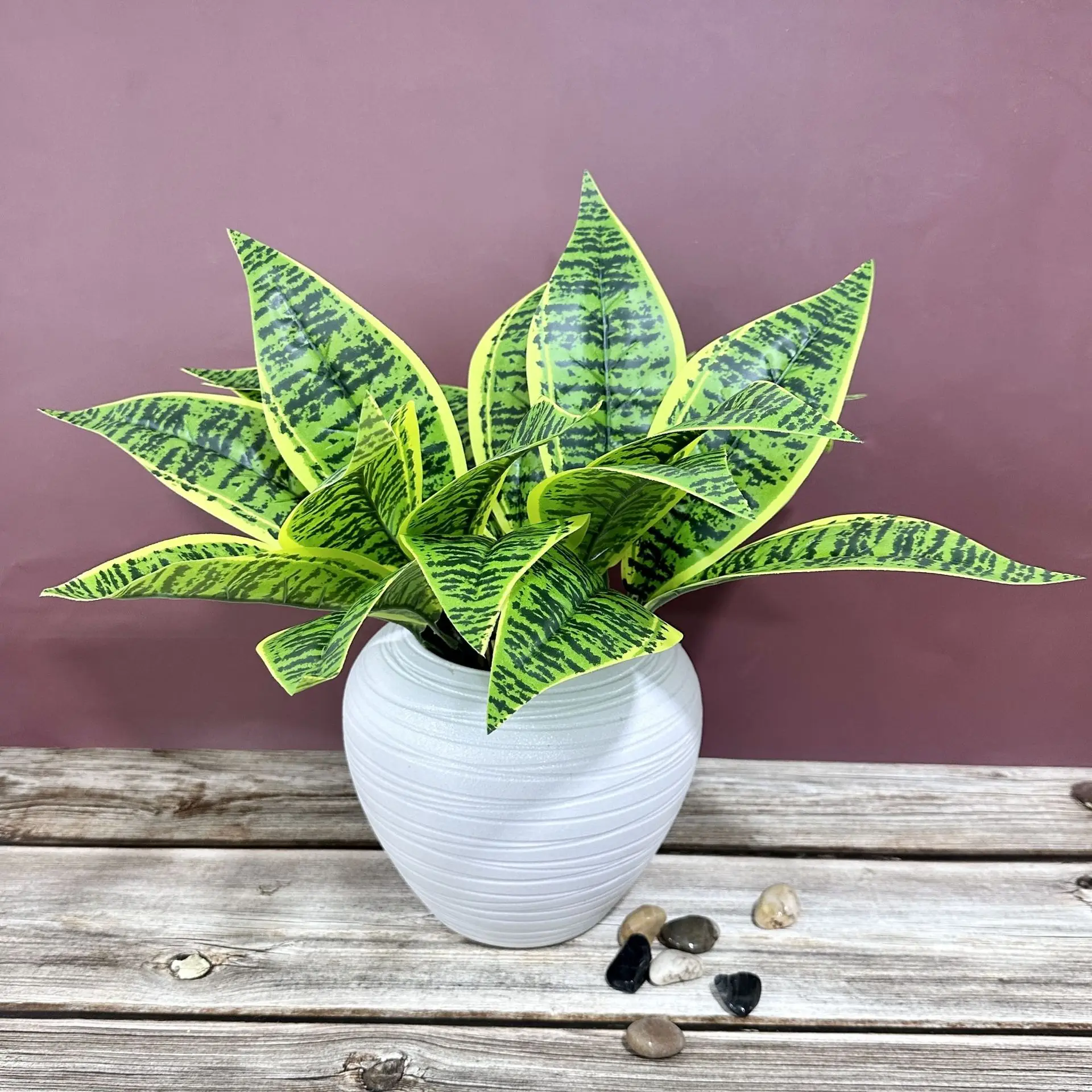 Зеленое растение серии маленький бонсай имитация растения 7-вилочный Шелковый трафарет домашний балкон орнамент