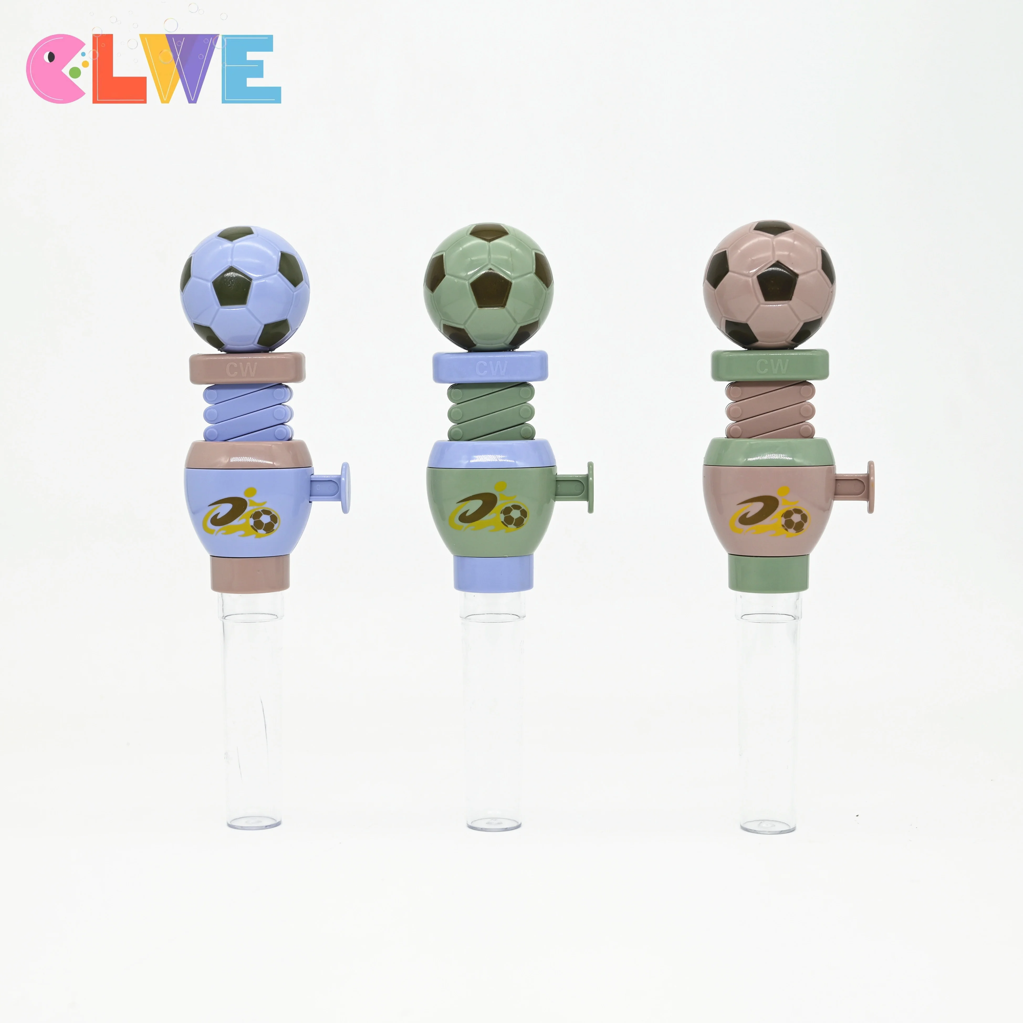 novelty football sugar tube Telescopic Spring Manipulator soccer Toy candy Parent kids interactive sport candy toy