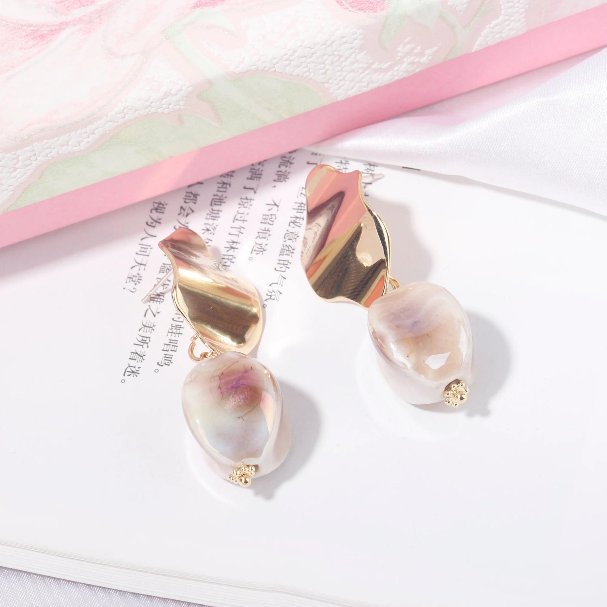 CTWSWU Elegant Irregular Amber Mermaid Tears Drop Stud Earrings 925 Silver Jewelry Gold Plated Hoop Earrings women For Gifts