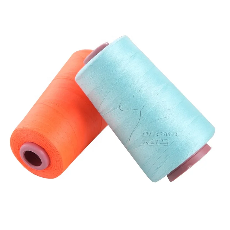 wholesale 100% spun polyester sewing thread 50 2 dyed sewing threads no knots colorful polyester yarn price for embroidery