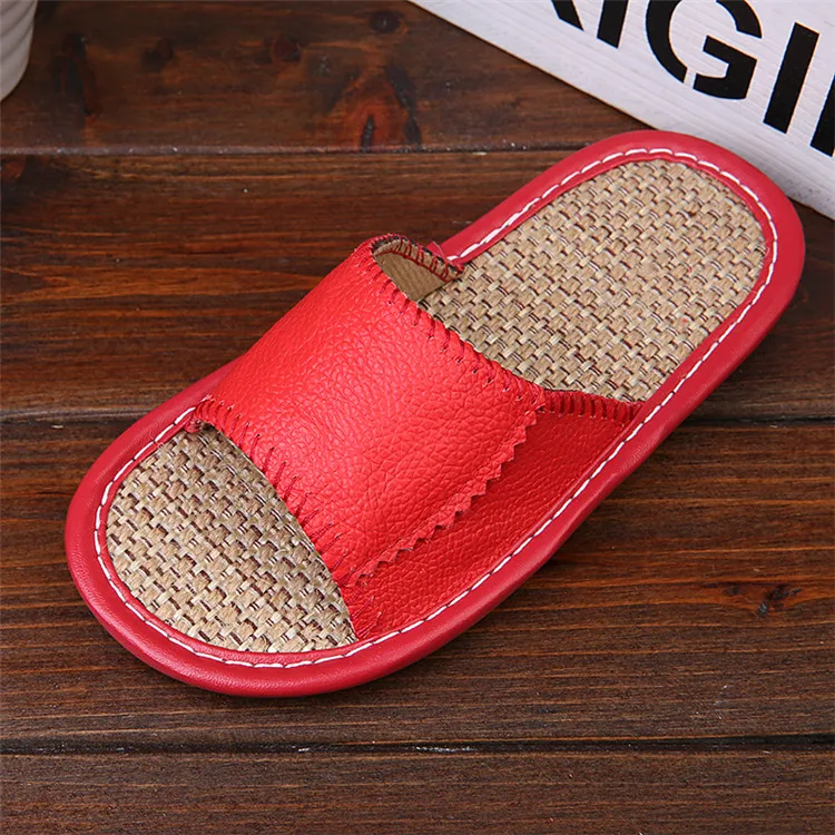 
Factories leather flip flos in China summer wear - resistant indoor linen slippers for girl 