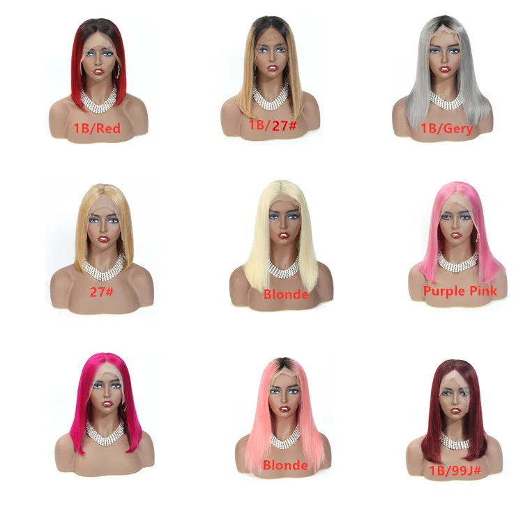 Human Hair Short Straight Bob Wig For Black Women,Brazilian Remy Hair Pixie Cut BOB Wig Full Machine Made Wig With Bangs