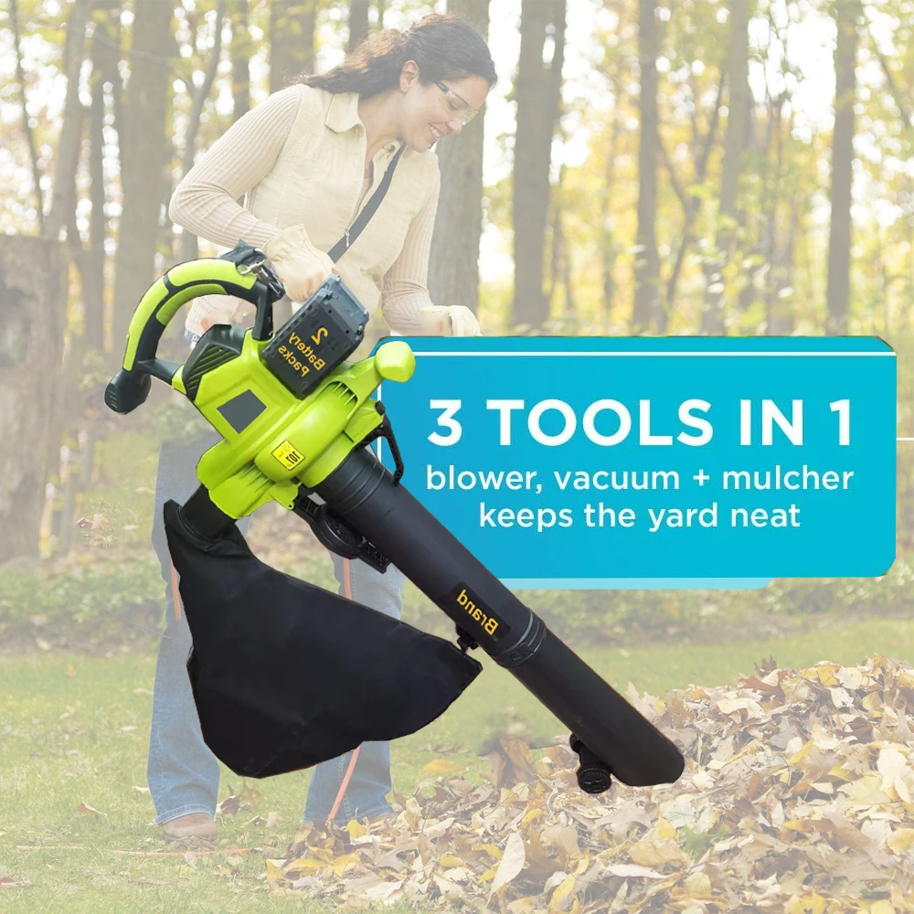 Electric cordless 3 in 1 Variable-Speed Yard Leaf Cordless Blower Vacuum Mulcher