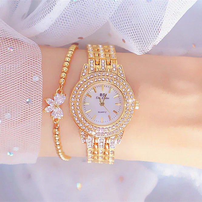Bs Bee Sister Luxury Brand Women Watches With Bracelet Wristwatches  Dress Gold Quartz Diamond Female Watch for women  Reloj