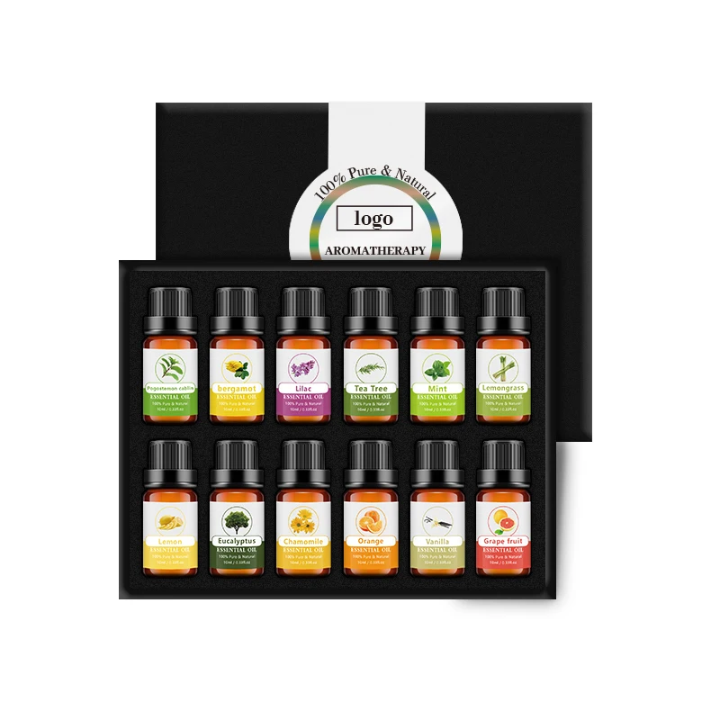 Manufacturers Stock Private Label Bulk Gift Set 10ml*12 Aromatherapy 100% Pure Natural Organic Essential Oil