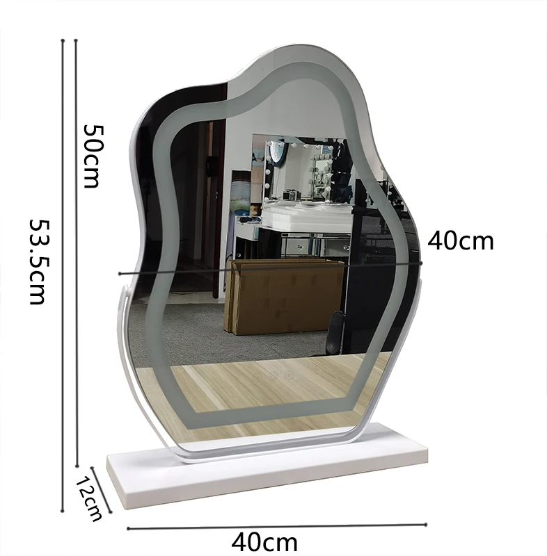 Luxury 3 colors lighted smart touch screen home decor Irregular Cloud Shape Makeup mirror Vanity mirror