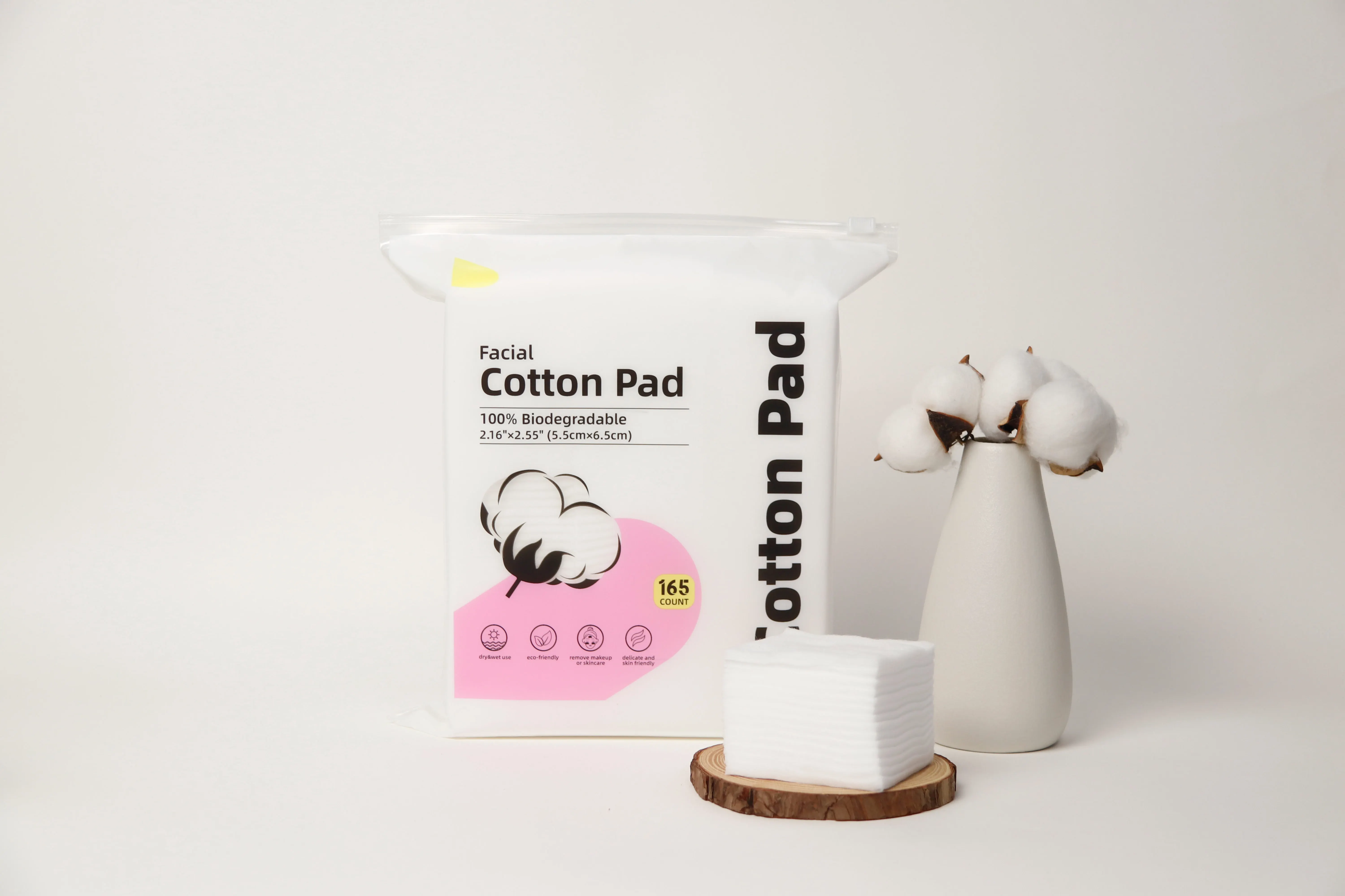 Basic Customization 100% Cotton Natural Facial Cotton Pad for Cosmetic Reusable Disposable Bamboo Cotton Pads