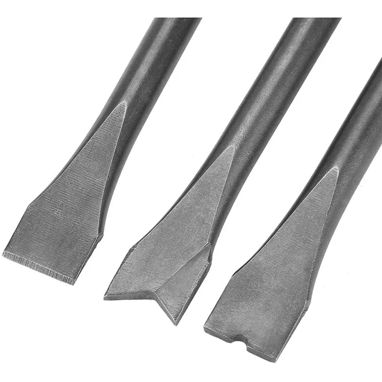Extra Long 3pcs Air Hammer Chisels Set round Shank Pneumatic Hammer Bit for 150/190/250 Air Hammer 10mm Shank Dia Drill Bits