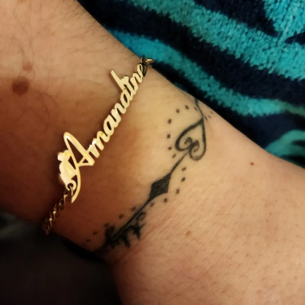 Stainless Steel Cuban Chain Custom Name Anklet Initial Charms Bracelet Personalized Nameplate Ankle Jewelry